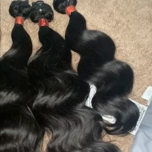 Human hair bundles with closure 16’18’22’ + 16’ closure 15a grade hair